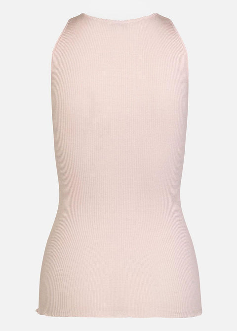 Rib Knitted Silk Top - Soft Rose - Domino Style