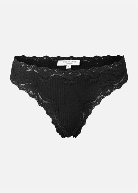 Silk Hipster with Lace - Black - Domino Style