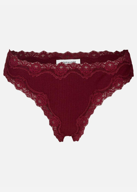Silk Hipster with Lace - Cabernet - Domino Style