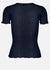 Silk Pointelle T-Shirt - Dark Blue - Domino Style