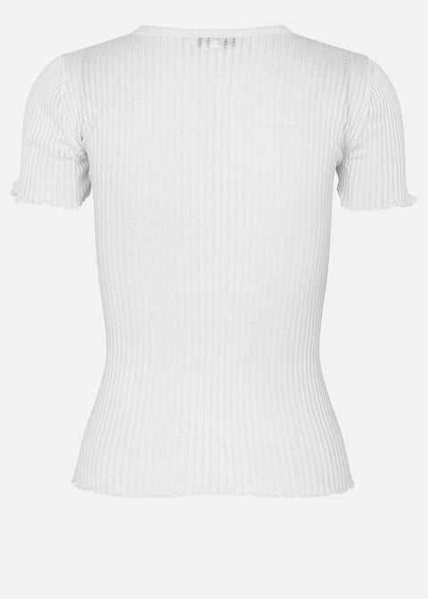 Silk Pointelle T-Shirt - New White - Domino Style