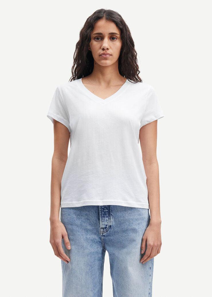 Solly V-Neck T-shirt - White - Domino Style