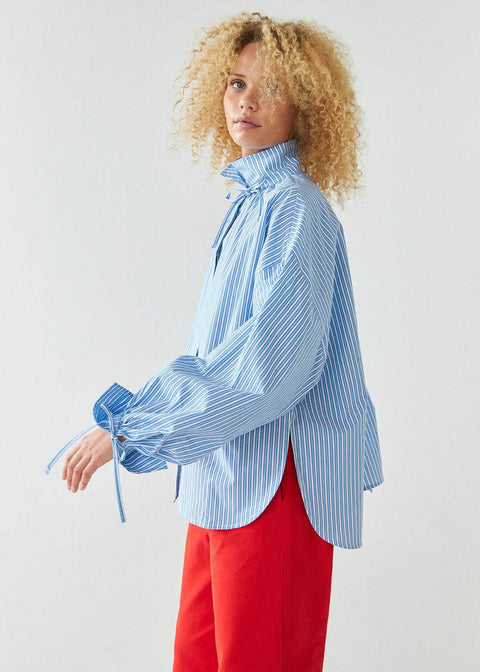 Striped Shirt - White Blue - Domino Style