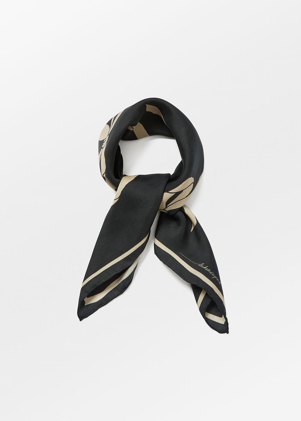 Bow Twill Sia Scarf - Black - Domino Style