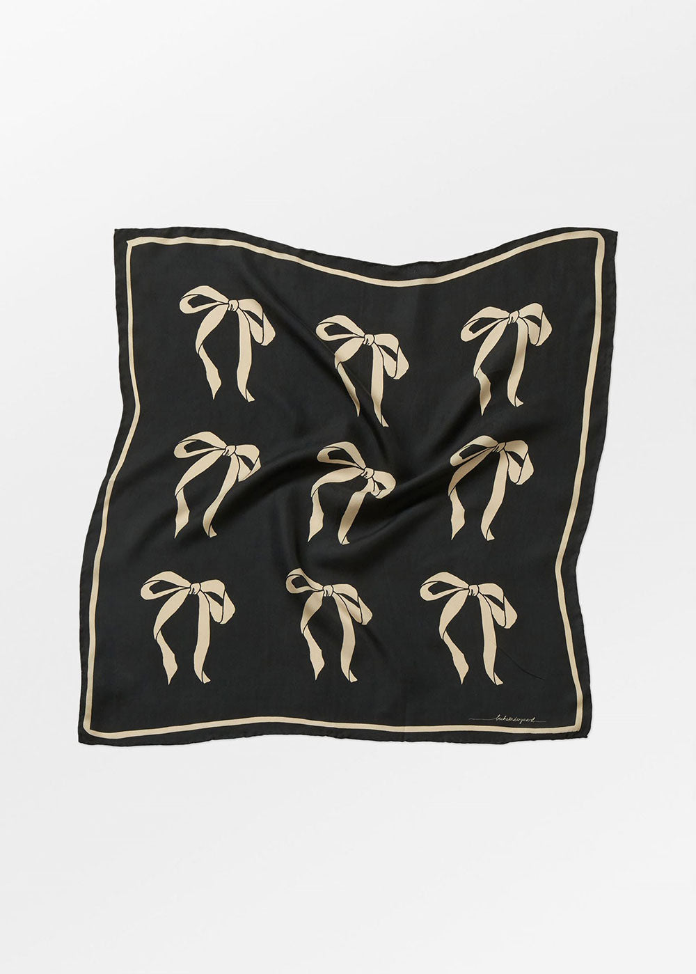 Bow Twill Sia Scarf - Black - Domino Style