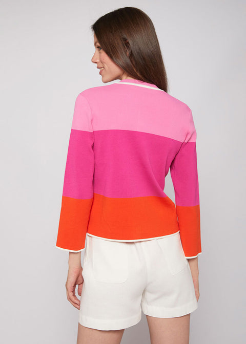 Colour Block Cardigan - Pink & Orange