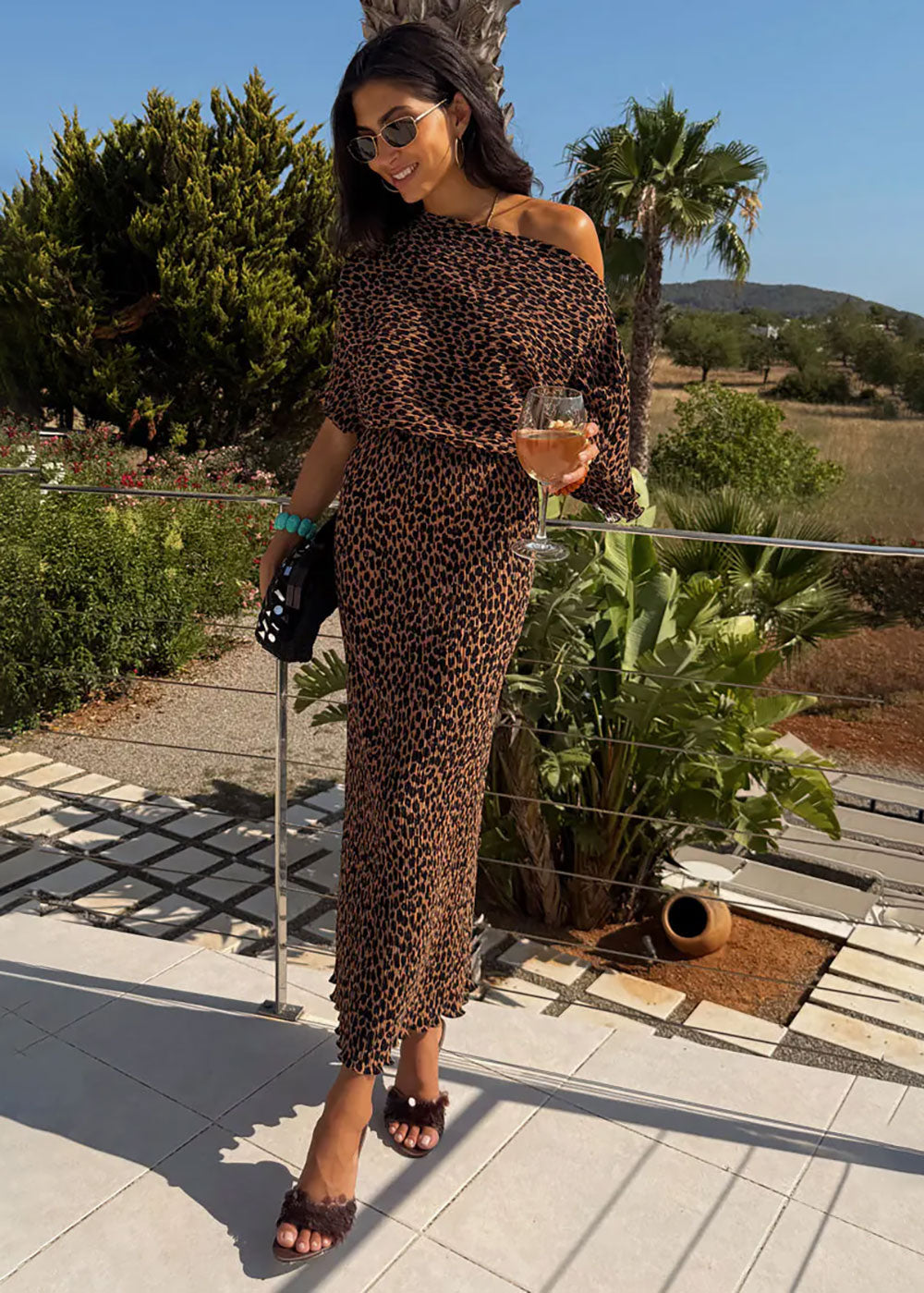 ワンピース Tostalgic Clothing Frill dress / leopard Sweetheart Swing Dress in Wild Leopard Print | Vintage Dress