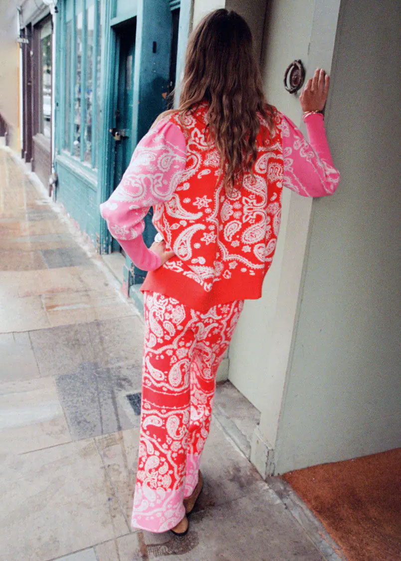 Red Bandana Martha Cardigan – Domino Style