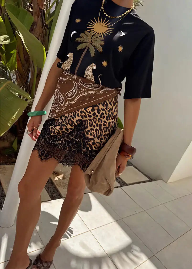 Leopard Lace Maeva Skirt  Domino Style