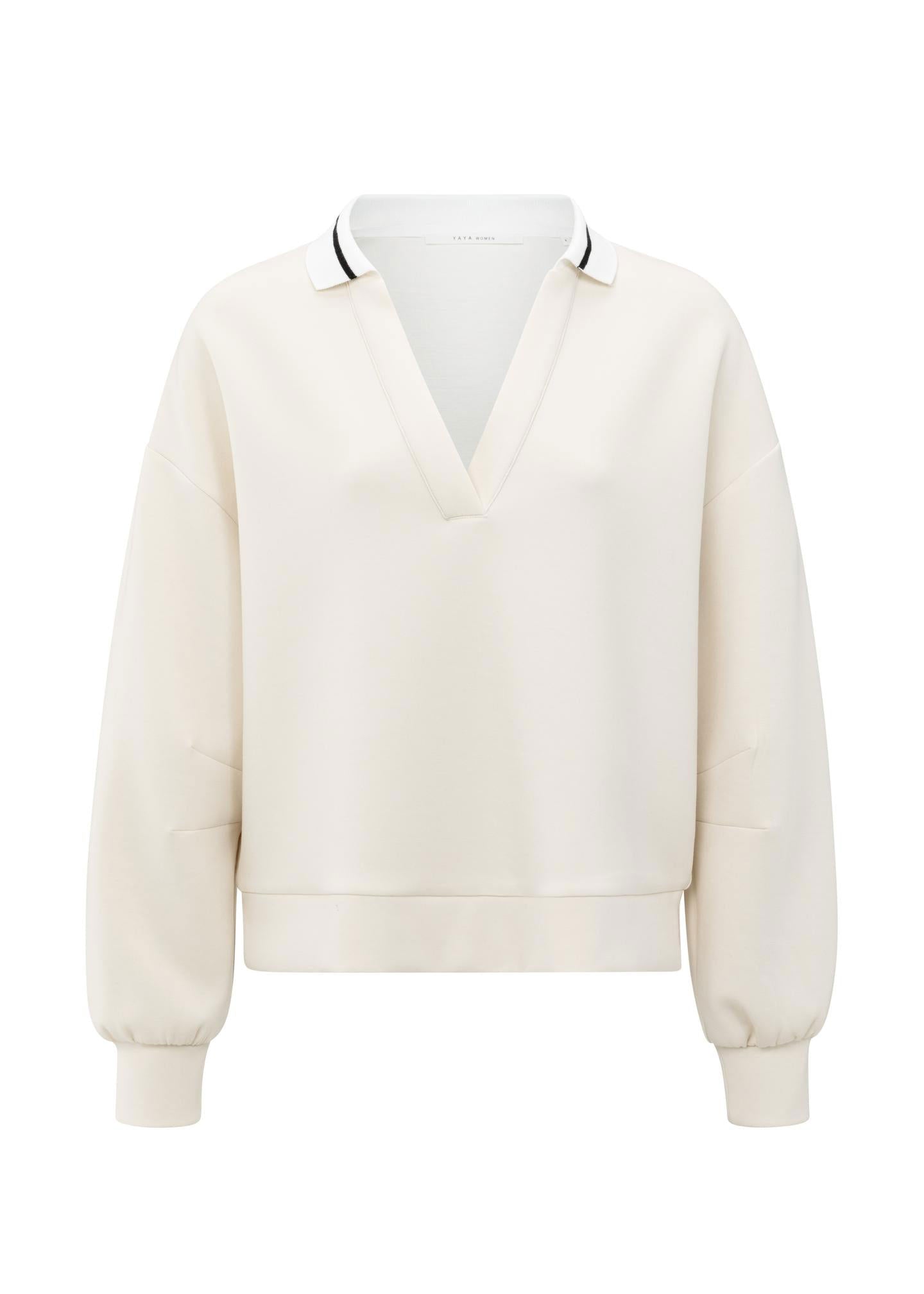 V-Neck Sweatshirt White – Domino Style