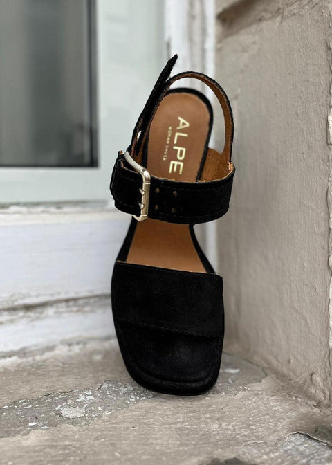 Chiara Block Heel Sandal - Black - Domino Style