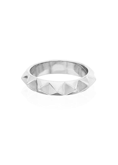 Studded Stacking Ring - Silver - Domino Style
