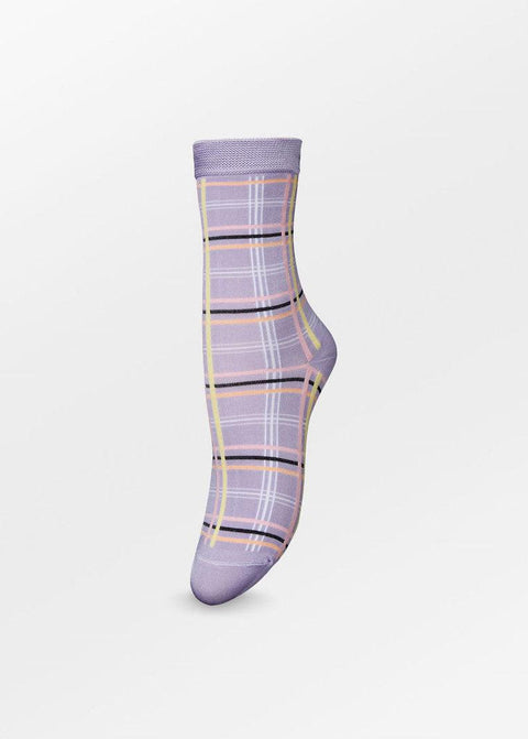 Exie Check Sock - Orchid Bloom - Domino Style
