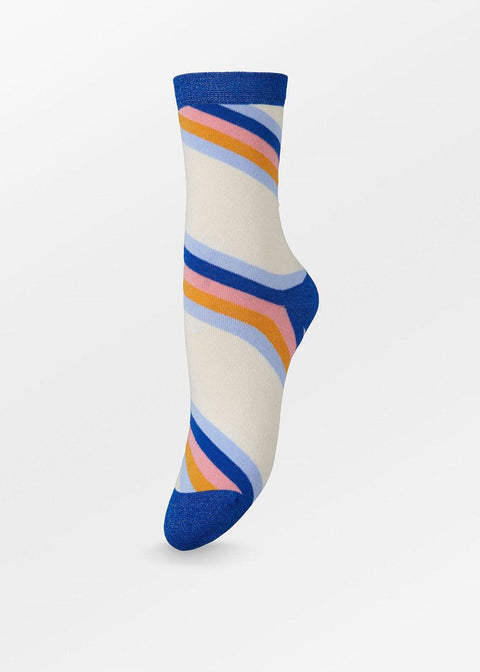 Oblique Striped Socks - Blue Surf - Domino Style