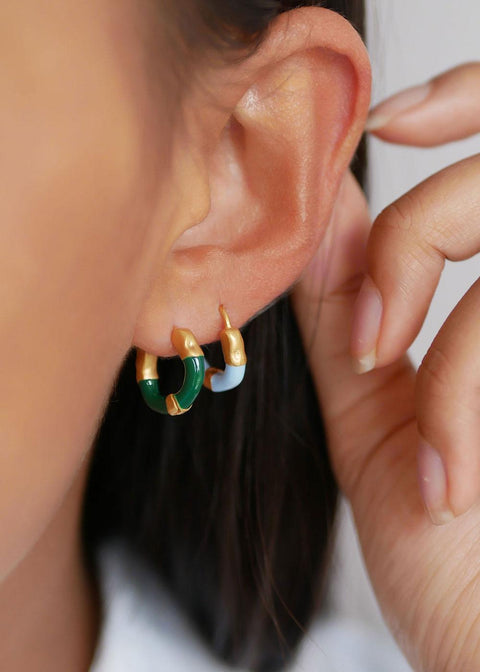 Lina Large Hoops - Petrol Green - Domino Style