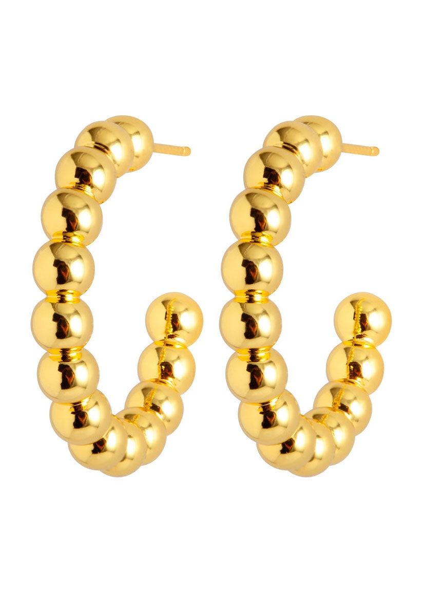 Large Gold Colour Balls Earrings - Pair - Domino Style