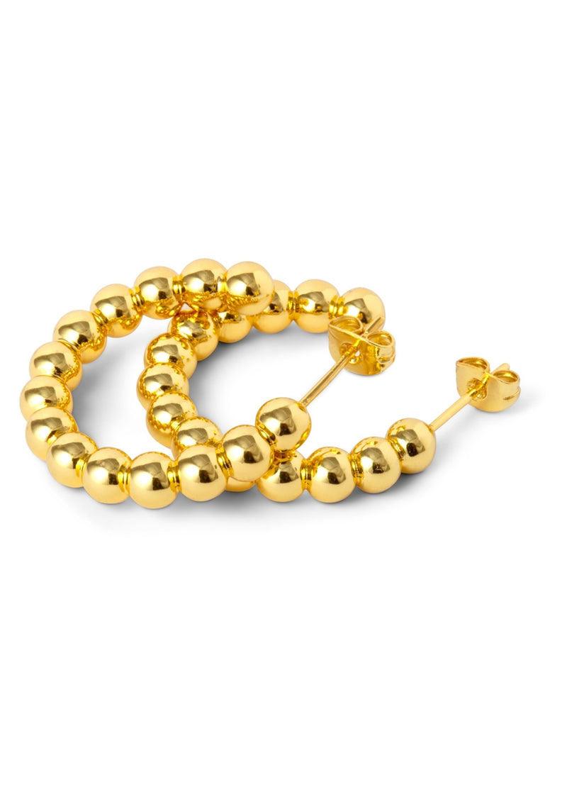 Large Gold Colour Balls Earrings - Pair - Domino Style