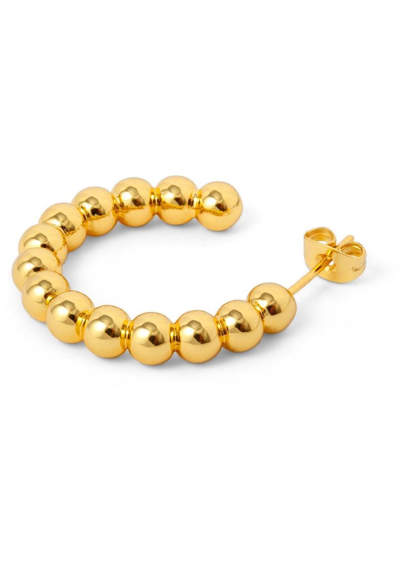 Large Gold Colour Balls Earrings - Pair - Domino Style