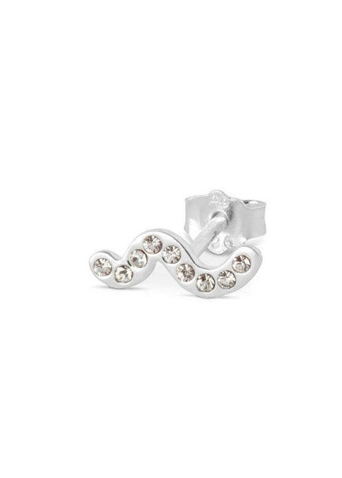 Snaky Silver Earring - White - Domino Style