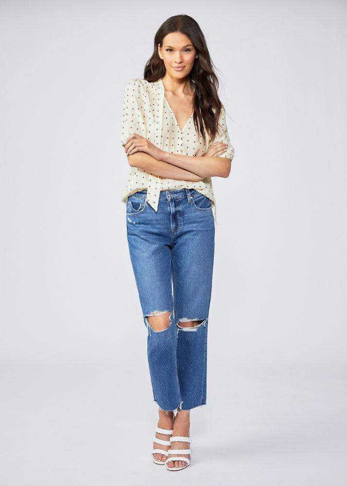 PAIGE Women's Noella Straight Leg Jeans - Mid Rise, Destructed In Sledge Wash
