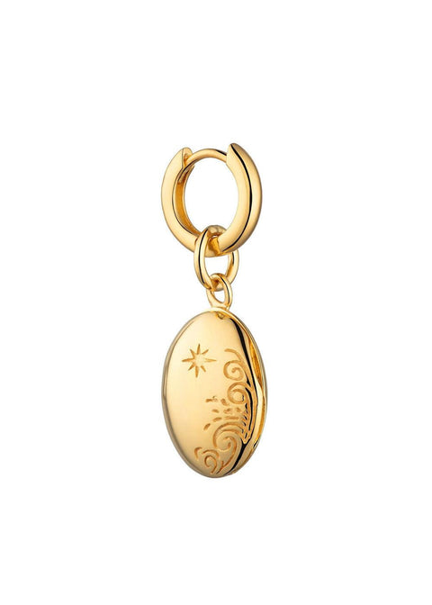 Celestial Locket Single Huggie Earring - Gold - Domino Style