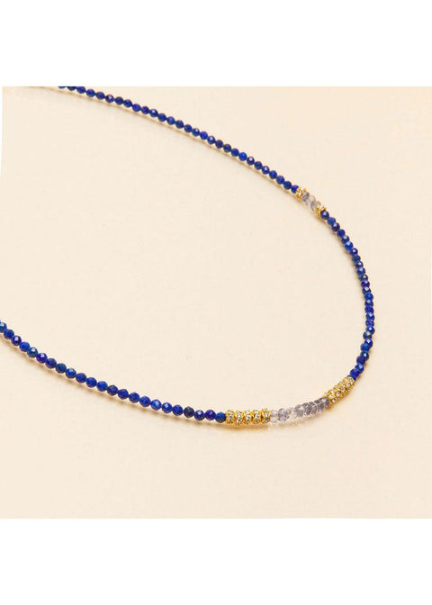 Gaya Zircon Necklace - Blue - Domino Style