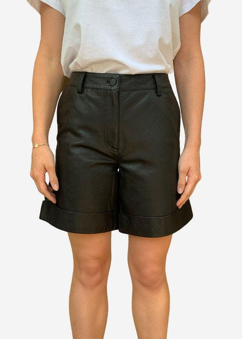 Burma Leather Shorts - Black - Domino Style